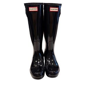 HUNTER Original TALL Women’s GLOSS BLACK BOOTS rainboots Size 9 NIB